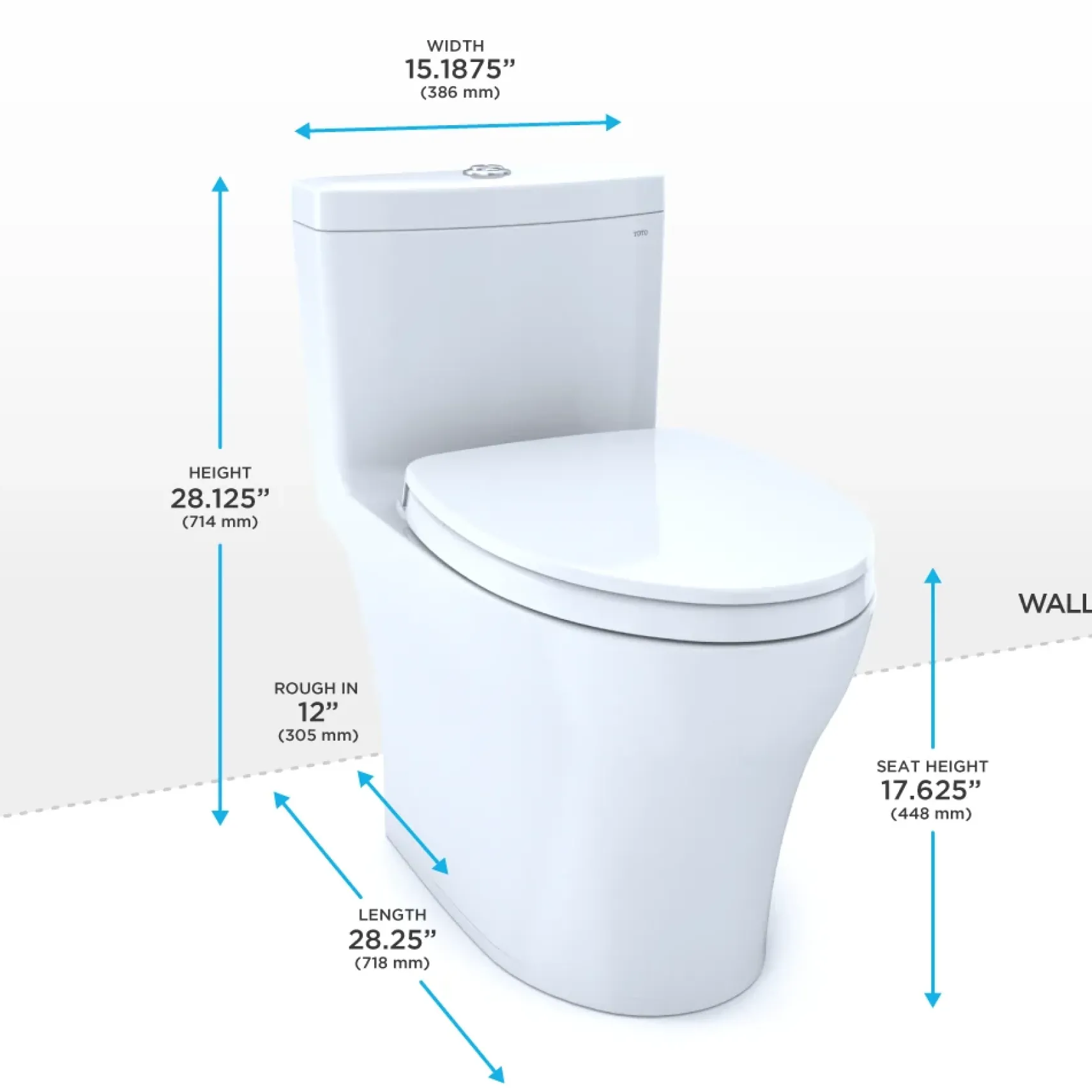 TOTO Aquia IV One-Piece Elongated Dual Flush 1.28 and 0.9 GPF Universal Height, WASHLET+ Ready Toilet, Ebony- Vitreous China, MS646124CEMFN#51