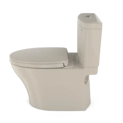 TOTO Aquia IV Two-Piece Elongated Dual Flush 1.28 and 0.9 GPF Universal Height Toilet with CEFIONTECT, WASHLET+ Ready, Bone, Vitreous China, MS446124CEMFGN#03