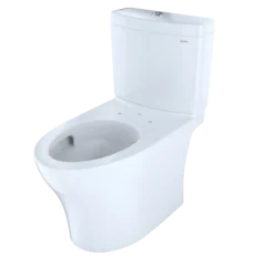 TOTO Aquia IV Two-Piece Elongated Dual Flush 1.28 and 0.9 GPF Skirted Toilet with CEFIONTECT, Cotton White, Vitreous China, CST446CEMGN#01