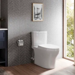 TOTO Aquia IV Two-Piece Elongated Dual Flush 1.28 and 0.9 GPF Skirted Toilet with CEFIONTECT, Cotton White, Vitreous China, CST446CEMGN#01