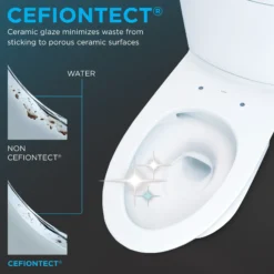 TOTO Aquia IV Two-Piece Elongated Dual Flush 1.28 and 0.9 GPF Skirted Toilet with CEFIONTECT, Cotton White, Vitreous China, CST446CEMGN#01