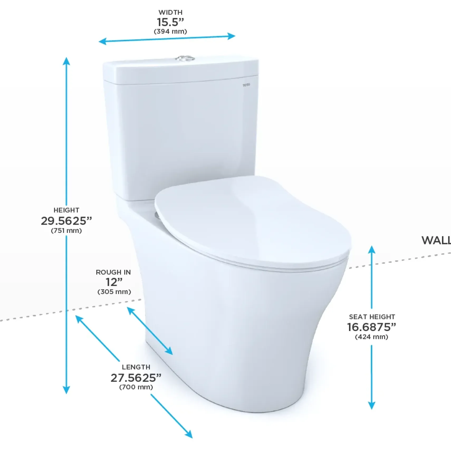 TOTO Aquia IV Two-Piece Elongated Dual Flush 1.28 and 0.9 GPF Toilet with CEFIONTECT and SoftClose Seat, WASHLET+ Ready, Cotton White, Vitreous China, MS446234CEMFGN#01