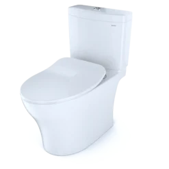 TOTO Aquia IV Two-Piece Elongated Dual Flush 1.28 and 0.9 GPF Toilet with CEFIONTECT and SoftClose Seat, WASHLET+ Ready, Cotton White, Vitreous China, MS446234CEMFGN#01