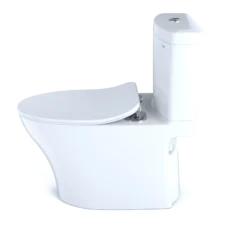 TOTO Aquia IV Two-Piece Elongated Dual Flush 1.28 and 0.9 GPF Toilet with CEFIONTECT and SoftClose Seat, WASHLET+ Ready, Cotton White, Vitreous China, MS446234CEMFGN#01