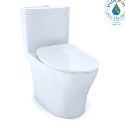 TOTO Aquia IV Two-Piece Elongated Dual Flush 1.28 and 0.9 GPF Toilet with CEFIONTECT and SoftClose Seat, WASHLET+ Ready, Cotton White, Vitreous China, MS446234CEMGN#01