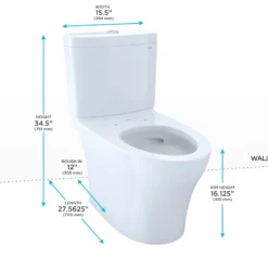 TOTO Aquia IV Two-Piece Elongated Dual Flush 1.28 and 0.9 GPF Toilet with CEFIONTECT, Cotton White, Vitreous China, CST446CEMFGN#01