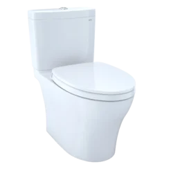 TOTO Aquia IV WASHLET+ Two-Piece Elongated Dual Flush 1.28 and 0.9 GPF Toilet with CEFIONTECT, Cotton White, Vitreous China, MS446124CEMGN#01