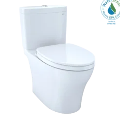 TOTO Aquia IV WASHLET+ Two-Piece Elongated Dual Flush 1.28 and 0.9 GPF Toilet with CEFIONTECT, Cotton White, Vitreous China, MS446124CEMGN#01
