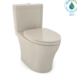 TOTO Aquia IV WASHLET+ Two-Piece Elongated Dual Flush 1.28 and 0.9 GPF Toilet with CEFIONTECT, Bone, Vitreous China, MS446124CEMGN#03