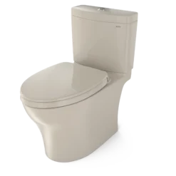 TOTO Aquia IV WASHLET+ Two-Piece Elongated Dual Flush 1.28 and 0.9 GPF Toilet with CEFIONTECT, Bone, Vitreous China, MS446124CEMGN#03