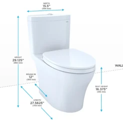 TOTO Aquia IV WASHLET+ Two-Piece Elongated Dual Flush 1.28 and 0.9 GPF Toilet with CEFIONTECT, Bone, Vitreous China, MS446124CEMGN#03