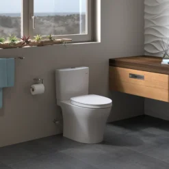 TOTO Aquia IV WASHLET+ Two-Piece Elongated Dual Flush 1.28 and 0.9 GPF Toilet with CEFIONTECT, Bone, Vitreous China, MS446124CEMGN#03