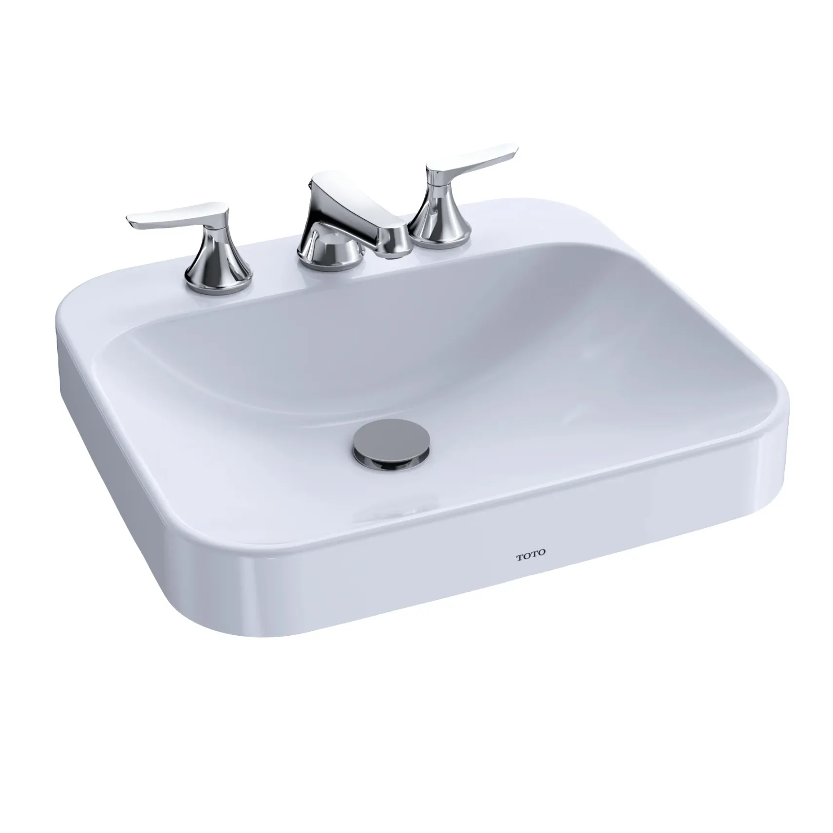 TOTO Arvina Rectangular 20" Vessel Bathroom Sink with CEFIONTECT for 8 Inch Center Faucets, Cotton White, Vitreous China, LT415.8G#01