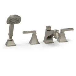 TOTO Connelly Two Handle Deck-Mount Roman Tub Filler Trim with Hand Shower, Brushed Nickel, Brass, TB221S#BN