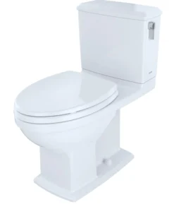 TOTO Connelly WASHLET+ Two-Piece Elongated Dual Flush 1.28 and 0.9 GPF Universal Height Toilet with CEFIONTECT and Right Hand Lever, Cotton White, Vitreous China, MS494124CEMFRG#01
