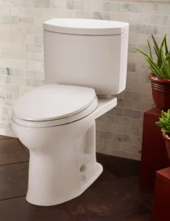 TOTO Drake II 1G Two-Piece Round 1.0 GPF Universal Height Toilet with CEFIONTECT, Cotton White, Vitreous China, CST453CUFG#01
