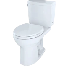TOTO Drake II 1G Two-Piece Round 1.0 GPF Universal Height Toilet with CEFIONTECT, Cotton White, Vitreous China, CST453CUFG#01