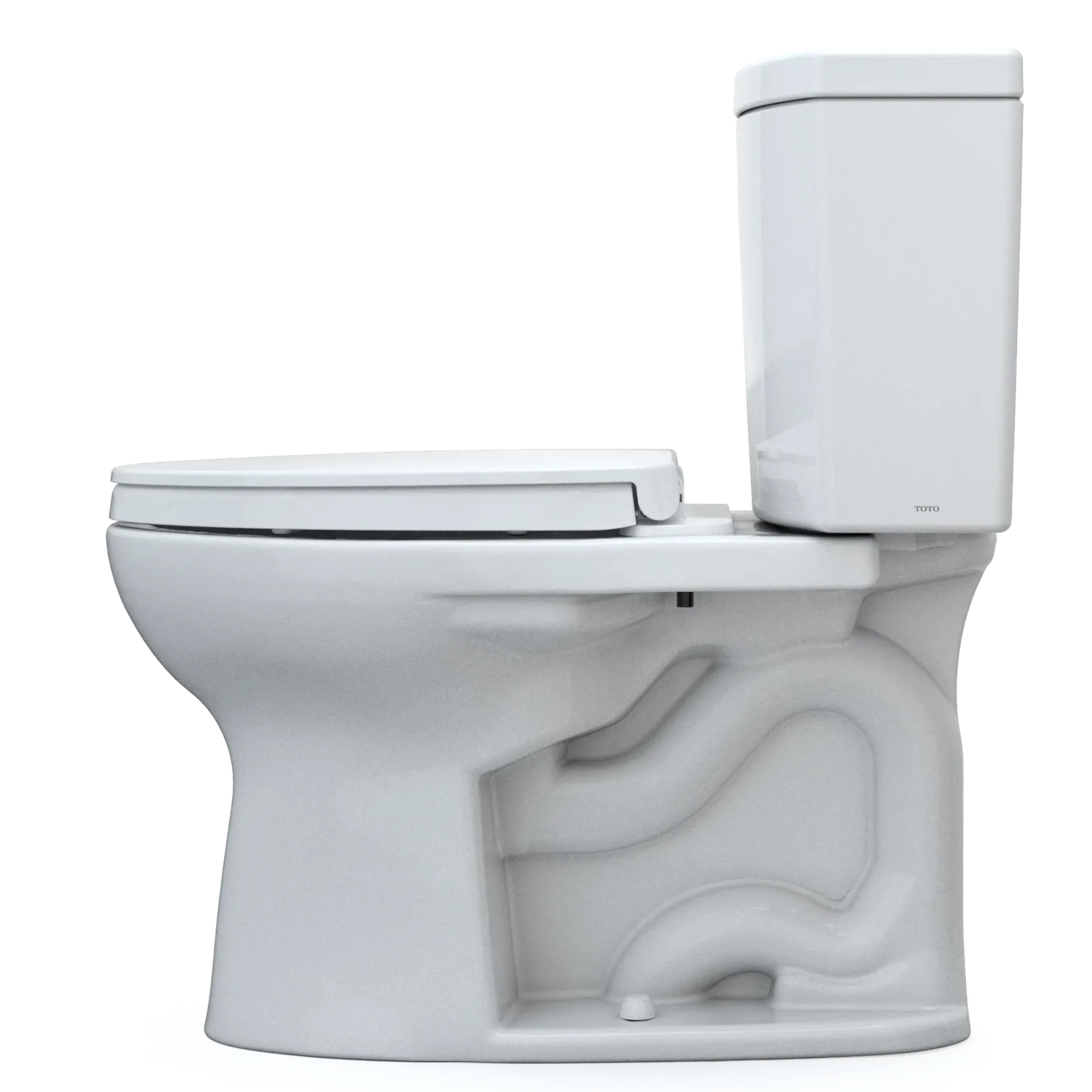 TOTO Drake II 1G Two-Piece Elongated 1.0 GPF Universal Height Toilet with CEFIONTECT and SS124 SoftClose Seat, WASHLET+ Ready, Cotton White, Vitreous China|Plastic, MS454124CUFG#01
