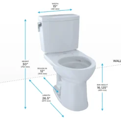 TOTO Drake II 1G Two-Piece Round 1.0 GPF Universal Height Toilet with CEFIONTECT, Colonial White, Vitreous China, CST453CUFG#11