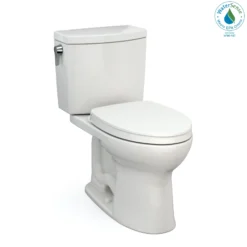 TOTO Drake II 1G Two-Piece Elongated 1.0 GPF Universal Height Toilet with CEFIONTECT and SS124 SoftClose Seat, WASHLET+ Ready, Colonia White, Vitreous China|Plastic, Colonial White, MS454124CUFG#11