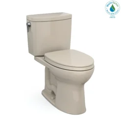 TOTO Drake II 1G Two-Piece Elongated 1.0 GPF Universal Height Toilet with CEFIONTECT and SS124 SoftClose Seat, WASHLET+ Ready, Bone, Vitreous China|Plastic, MS454124CUFG#03