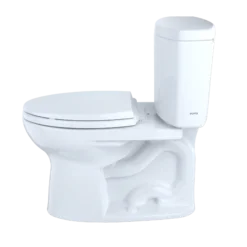 TOTO Drake II Two-Piece Elongated 1.28 GPF Universal Height Toilet with CEFIONTECT and Right-Hand Trip Lever, Cotton White, Vitreous China, CST454CEFRG#01