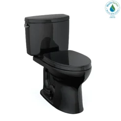 TOTO Drake II Two-Piece Elongated 1.28 GPF Universal Height Toilet with SS124 SoftClose Seat, WASHLET+ Ready, Ebony, Vitreous China|Plastic, MS454124CEF#51