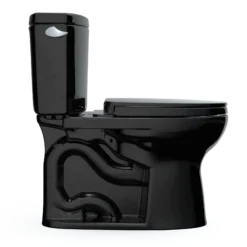 TOTO Drake II Two-Piece Elongated 1.28 GPF Universal Height Toilet with SS124 SoftClose Seat, WASHLET+ Ready, Ebony, Vitreous China|Plastic, MS454124CEF#51
