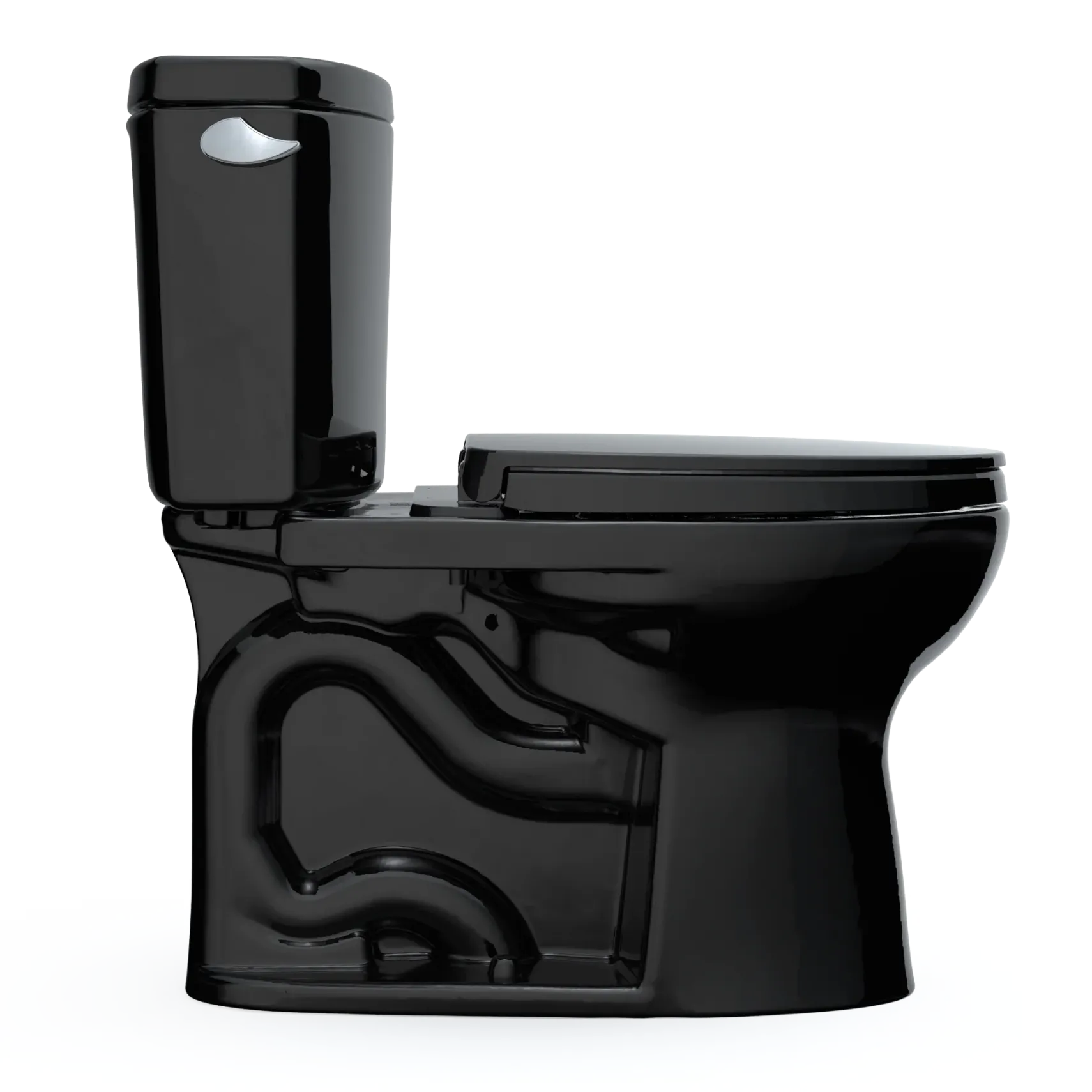 TOTO Drake II Two-Piece Elongated 1.28 GPF Universal Height Toilet with SS124 SoftClose Seat, WASHLET+ Ready, Ebony, Vitreous China|Plastic, MS454124CEF#51