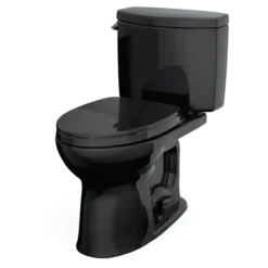 TOTO Drake II Two-Piece Elongated 1.28 GPF Universal Height Toilet with SS124 SoftClose Seat, WASHLET+ Ready, Ebony, Vitreous China|Plastic, MS454124CEF#51