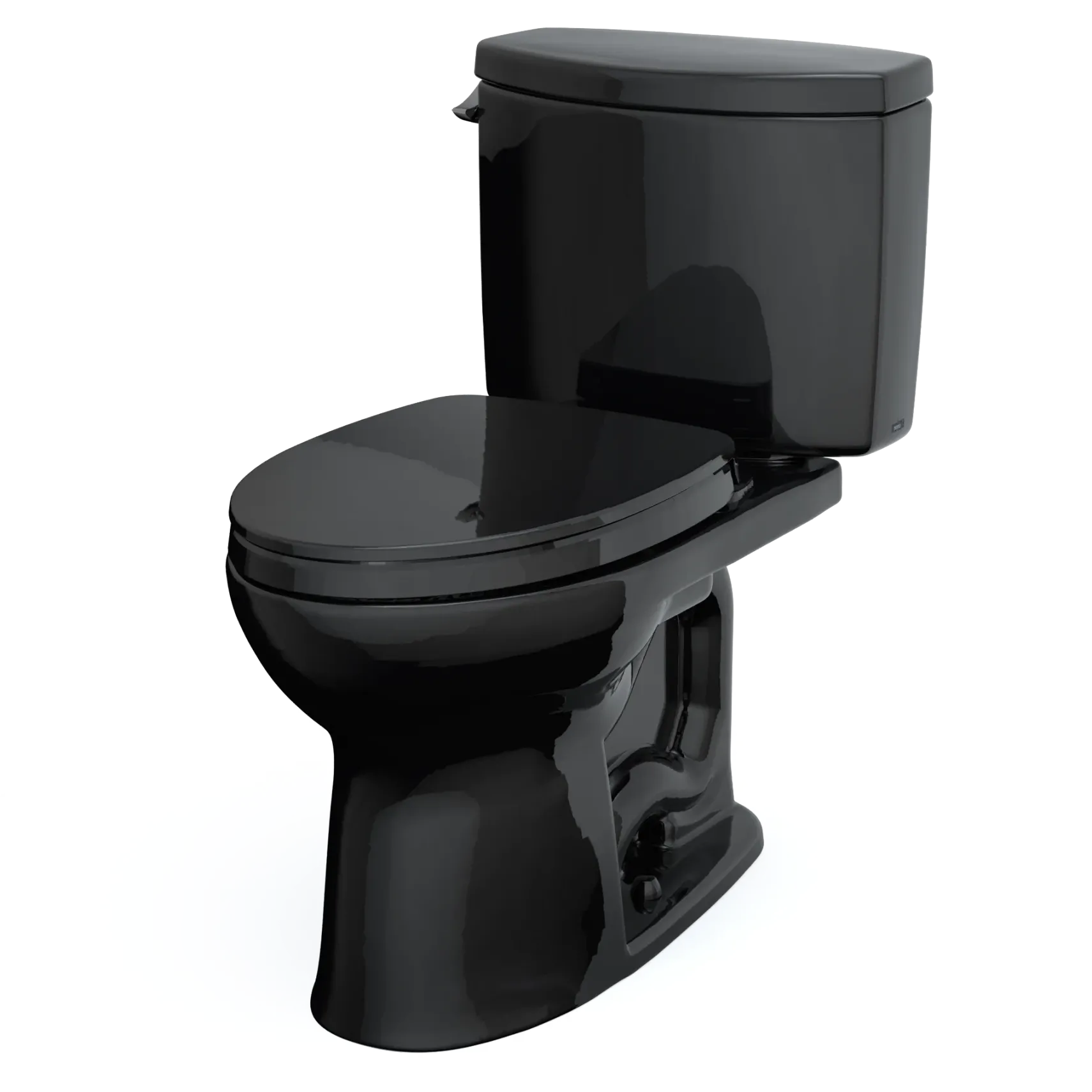 TOTO Drake II Two-Piece Elongated 1.28 GPF Universal Height Toilet with SS124 SoftClose Seat, WASHLET+ Ready, Ebony, Vitreous China|Plastic, MS454124CEF#51