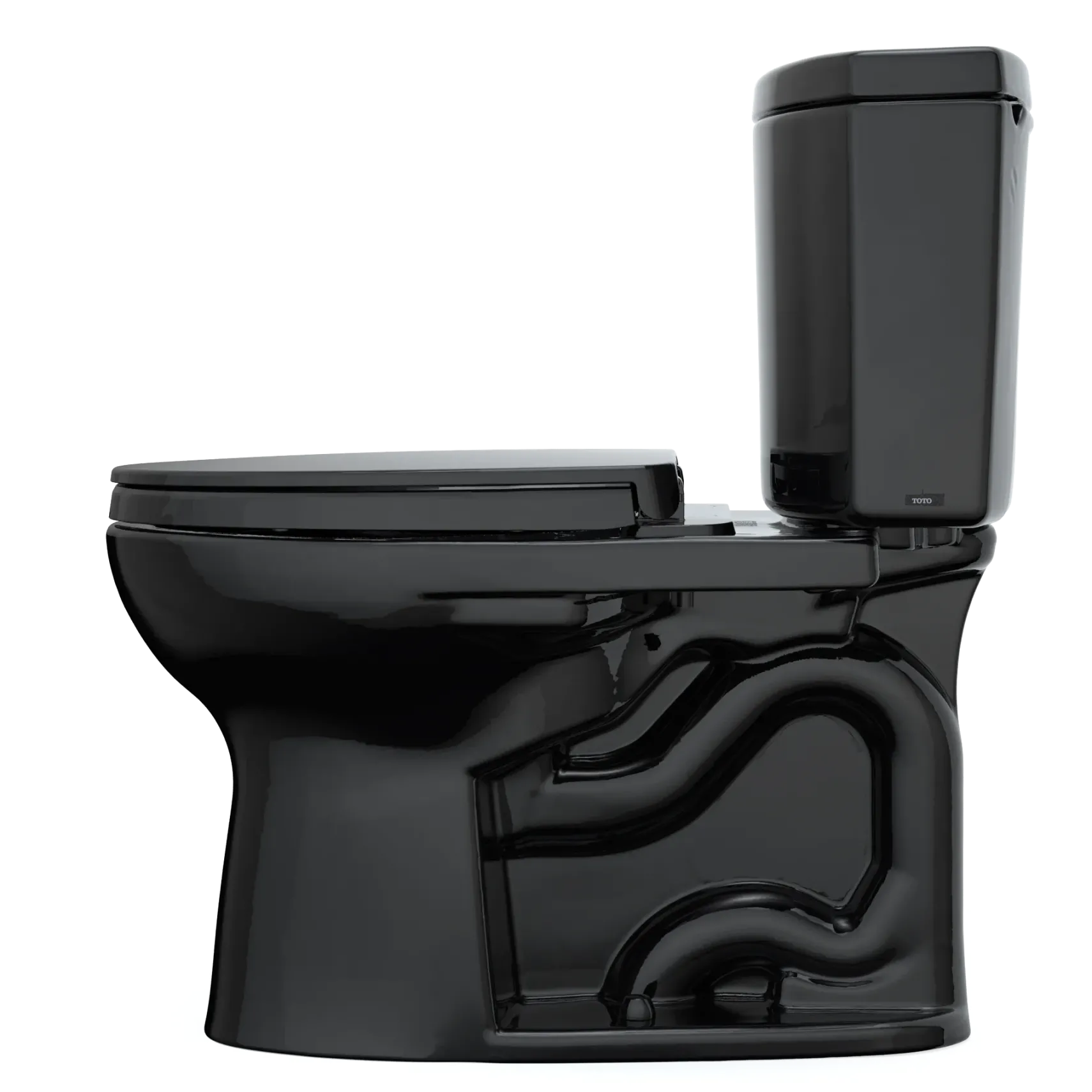 TOTO Drake II Two-Piece Elongated 1.28 GPF Universal Height Toilet with SS124 SoftClose Seat, WASHLET+ Ready, Ebony, Vitreous China|Plastic, MS454124CEF#51