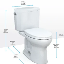 TOTO Drake II Two-Piece Elongated 1.28 GPF Universal Height Toilet with CEFIONTECT and SS124 SoftClose Seat, WASHLET+ Ready, Bone, Vitreous China|Plastic, MS454124CEFG#03