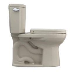 TOTO Drake II Two-Piece Elongated 1.28 GPF Universal Height Toilet with CEFIONTECT and SS124 SoftClose Seat, WASHLET+ Ready, Bone, Vitreous China|Plastic, MS454124CEFG#03