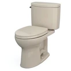 TOTO Drake II Two-Piece Elongated 1.28 GPF Universal Height Toilet with CEFIONTECT and SS124 SoftClose Seat, WASHLET+ Ready, Bone, Vitreous China|Plastic, MS454124CEFG#03