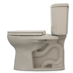TOTO Drake II Two-Piece Elongated 1.28 GPF Universal Height Toilet with CEFIONTECT and SS124 SoftClose Seat, WASHLET+ Ready, Bone, Vitreous China|Plastic, MS454124CEFG#03