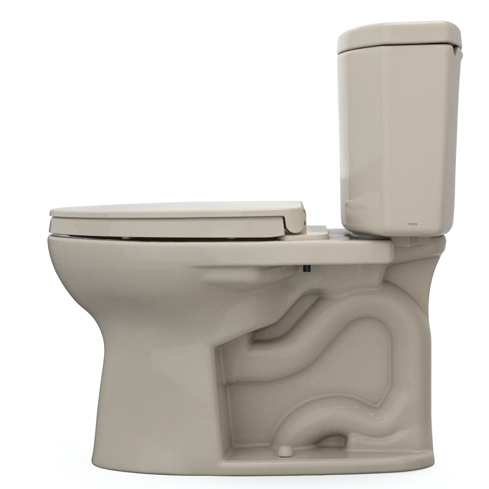TOTO Drake II Two-Piece Elongated 1.28 GPF Universal Height Toilet with CEFIONTECT and SS124 SoftClose Seat, WASHLET+ Ready, Bone, Vitreous China|Plastic, MS454124CEFG#03