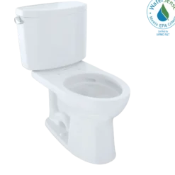 TOTO Drake II Two-Piece Elongated 1.28 GPF Universal Height Toilet with CEFIONTECT, Cotton White, Vitreous China, CST454CEFG#01