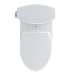 TOTO Drake II Two-Piece Elongated 1.28 GPF Universal Height Toilet with CEFIONTECT, Cotton White, Vitreous China, CST454CEFG#01