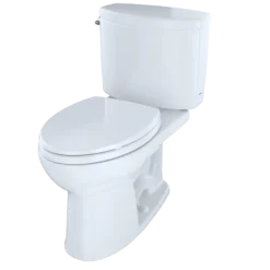 TOTO Drake II Two-Piece Elongated 1.28 GPF Universal Height Toilet with CEFIONTECT, Cotton White, Vitreous China, CST454CEFG#01