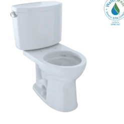 TOTO Drake II Two-Piece Round 1.28 GPF Universal Height Toilet with CEFIONTECT, Cotton White, Vitreous China, CST453CEFG#01