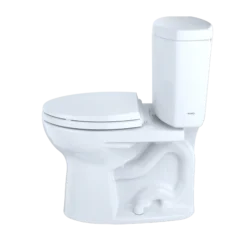 TOTO Drake II Two-Piece Round 1.28 GPF Universal Height Toilet with CEFIONTECT, Cotton White, Vitreous China, CST453CEFG#01