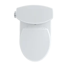 TOTO Drake II Two-Piece Round 1.28 GPF Universal Height Toilet with CEFIONTECT, Cotton White, Vitreous China, CST453CEFG#01