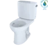 TOTO Drake II Two-Piece Round 1.28 GPF Universal Height Toilet with CEFIONTECT and Right-Hand Trip Lever, Cotton White, Vitreous China, CST453CEFRG#01