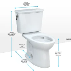 TOTO Drake Transitional Two-Piece Elongated 1.28 GPF Universal Height TORNADO FLUSH Toilet with 10 Inch Rough-In and CEFIONTECT, Cotton White, Vitreous China, CST786CEFG.10#01