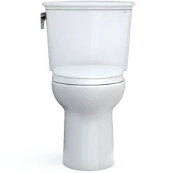 TOTO Drake Transitional Two-Piece Elongated 1.28 GPF Universal Height TORNADO FLUSH Toilet with CEFIONTECT and SoftClose Seat, WASHLET+ Ready, Cotton White, Vitreous China, MS786124CEFG#01
