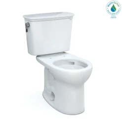 TOTO Drake Transitional Two-Piece Round 1.28 GPF Universal Height TORNADO FLUSH Toilet with CEFIONTECT, Cotton White, Vitreous China, CST785CEFG#01