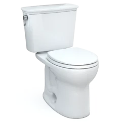 TOTO Drake Transitional Two-Piece Round 1.28 GPF Universal Height TORNADO FLUSH Toilet with CEFIONTECT, Cotton White, Vitreous China, CST785CEFG#01