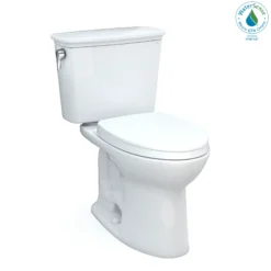 TOTO Drake Transitional Two-Piece Elongated 1.28 GPF Universal Height TORNADO FLUSH Toilet with 10 Inch Rough-In, CEFIONTECT, and SoftClose Seat, WASHLET+ Ready, Cotton White, Vitreous China, MS786124CEFG.10#01