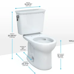 TOTO Drake Transitional Two-Piece Round 1.28 GPF Universal Height TORNADO FLUSH Toilet with CEFIONTECT, Bone, Vitreous China, CST785CEFG#03
